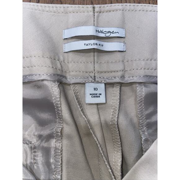 Halogen Women's Dress Pants Beige Straight Taylor Fit Mid Rise Pockets Size 10 - Picture 6 of 6